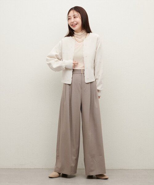 natural couture(ナチュラルクチュール)の「【Web限定】パールドットスカラップカーデ(カーディガン/ボレロ・レディース・モカ/ネイビー/レッド/アイボリー/グレイッシュベージュ/ブラック・FREE)」の11枚目の写真