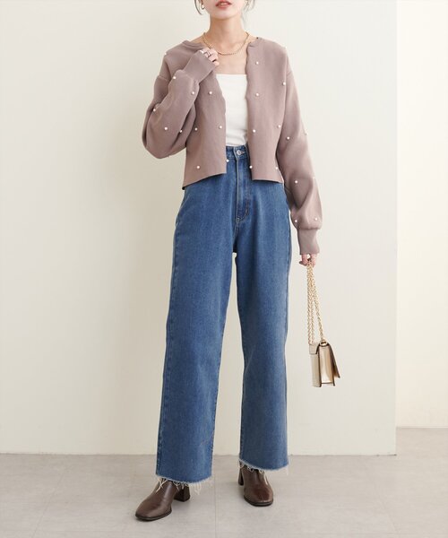 natural couture(ナチュラルクチュール)の「【Web限定】パールドットスカラップカーデ(カーディガン/ボレロ・レディース・モカ/ネイビー/レッド/アイボリー/グレイッシュベージュ/ブラック・FREE)」の19枚目の写真