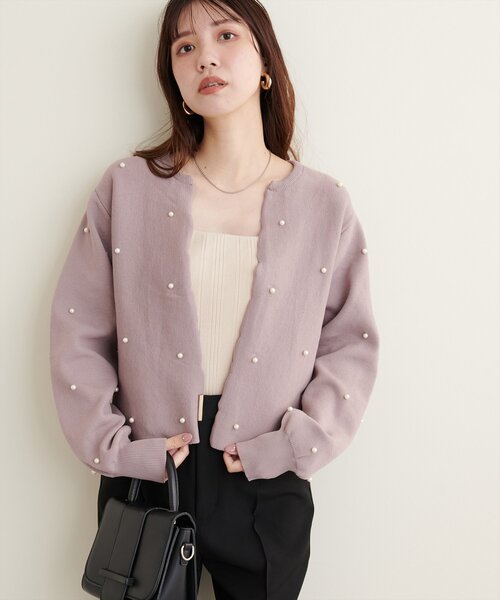 natural couture(ナチュラルクチュール)の「【Web限定】パールドットスカラップカーデ(カーディガン/ボレロ・レディース・モカ/ネイビー/レッド/アイボリー/グレイッシュベージュ/ブラック・FREE)」の21枚目の写真