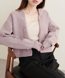 【Web限定】パールドットスカラップカーデ