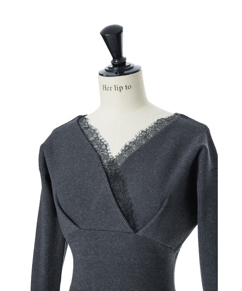 カトレアさん専用☆herlipto  knit  dress☆美品 herlipto ファッション her lip to♡ Trois Logo Knit Mini Dress