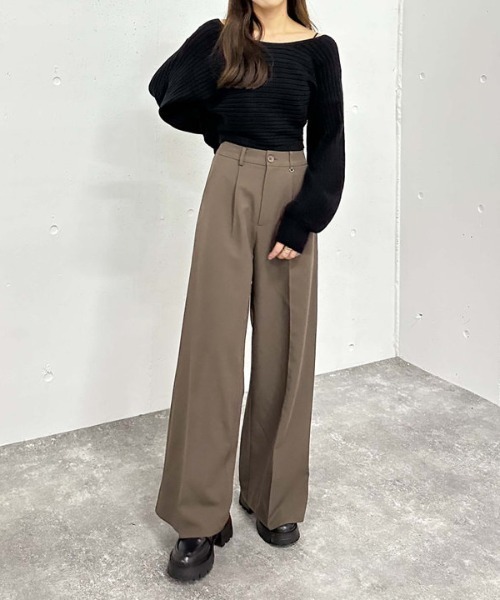 archives（アルシーヴ）の「ポイントチャームタックスラックス（スラックス・レディース・ブラック/ブラウン/グレー/ベージュ・MEDIUM）」の9枚目の写真