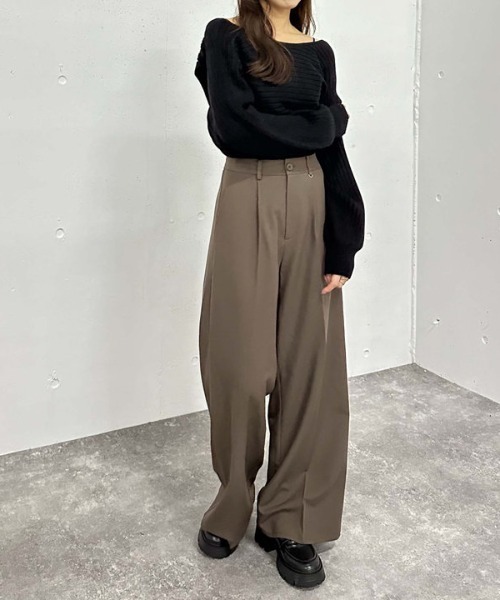 archives（アルシーヴ）の「ポイントチャームタックスラックス（スラックス・レディース・ブラック/ブラウン/グレー/ベージュ・MEDIUM）」の10枚目の写真