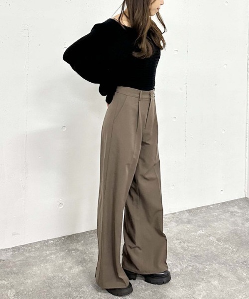 archives（アルシーヴ）の「ポイントチャームタックスラックス（スラックス・レディース・ブラック/ブラウン/グレー/ベージュ・MEDIUM）」の12枚目の写真