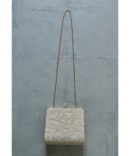 2way刺繍スクエアがま口クラッチバッグ パーティーバッグ ショルダー