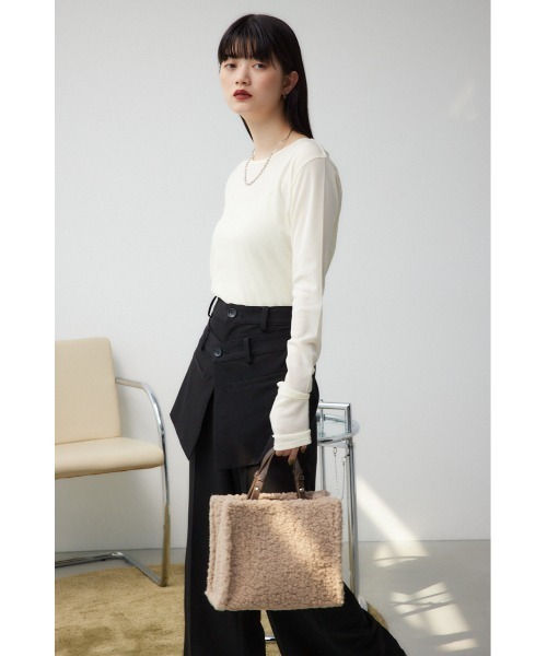 AZUL by moussy（アズールバイマウジー）の「ナローハンドルボアミニトートバッグ（トートバッグ・レディース・ベージュ/アイボリー/ブラック・FREE）」の13枚目の写真