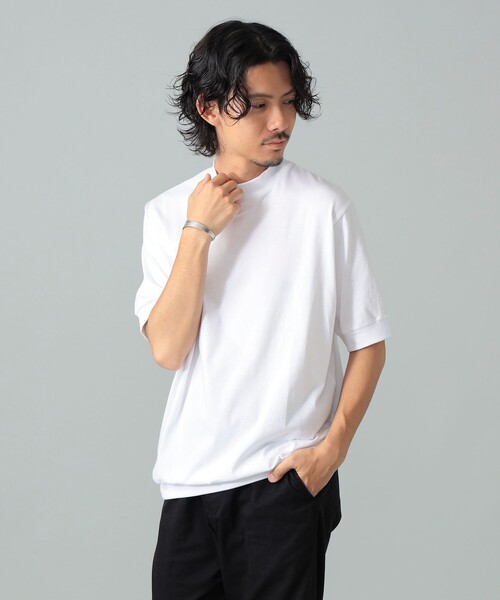 BRILLA per il gusto(ブリッラペルイルグースト)の「ANTICIPO / コットンスムース ハイネック Tシャツ(Tシャツ/カットソー・メンズ・ホワイト/ブラック/ネイビー・42/44/46/48/50)」の2枚目の写真