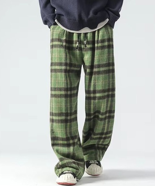 厚ネルチェックルーズワイドレッグパンツ(NEZ)（その他パンツ）｜almo（アルモ）