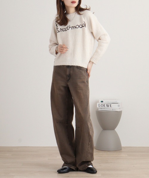 【セール】RELACLO select フロント英字刺繍 起毛ニットプルオーバー（ニット/セーター）｜FUNALIVE（ファンアライブ）