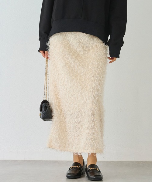 INCEDE（インシード）の「フェザーカットスカート（スカート・レディース・ライトグレー/クリーム/ブラック・M/L/LL）」の3枚目の写真