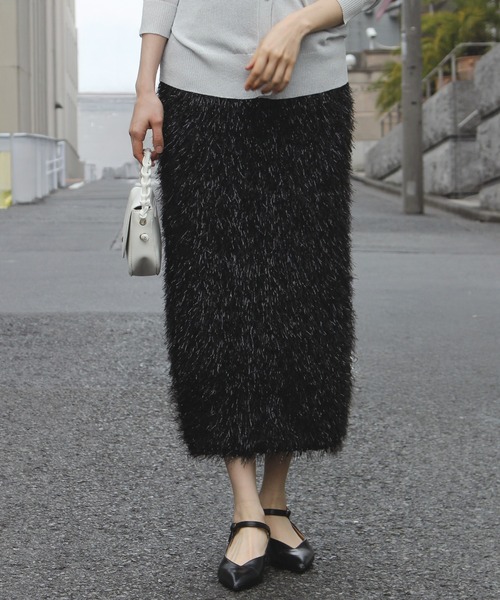 INCEDE（インシード）の「フェザーカットスカート（スカート・レディース・ライトグレー/クリーム/ブラック・M/L/LL）」の2枚目の写真