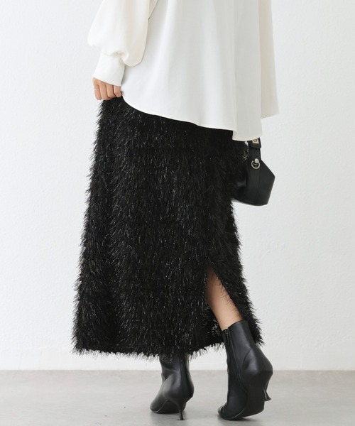 INCEDE（インシード）の「フェザーカットスカート（スカート・レディース・ライトグレー/クリーム/ブラック・M/L/LL）」の8枚目の写真