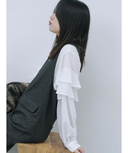 Samansa Mos2 blue（サマンサモスモスブルー）の「フリルシャツ（シャツ/ブラウス・レディース・オフホワイト/ブルー/ブラック・F）」の5枚目の写真