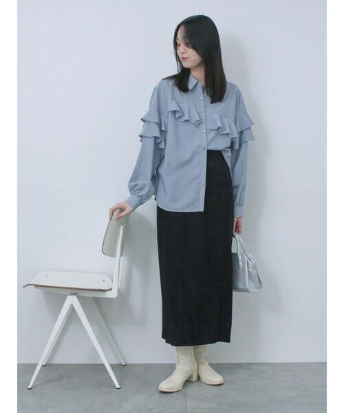 Samansa Mos2 blue（サマンサモスモスブルー）の「フリルシャツ（シャツ/ブラウス・レディース・オフホワイト/ブルー/ブラック・F）」の16枚目の写真