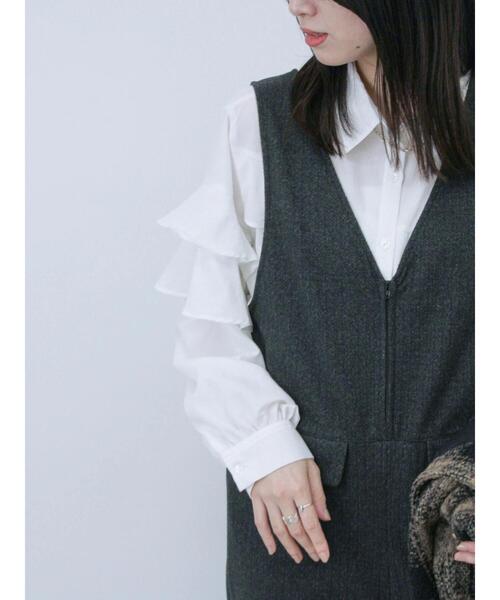 Samansa Mos2 blue（サマンサモスモスブルー）の「フリルシャツ（シャツ/ブラウス・レディース・オフホワイト/ブルー/ブラック・F）」の17枚目の写真