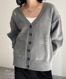 fredy emue | message刺繍ニットカーディガン(カーディガン/ボレロ)