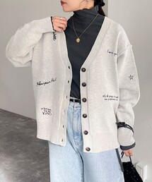 fredy emue | message刺繍ニットカーディガン(カーディガン/ボレロ)