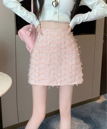 フリンジ ツイード ミニスカート