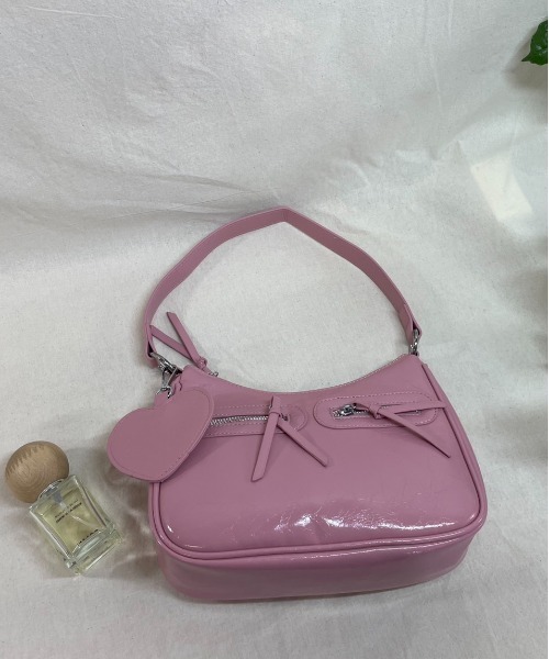 セール】ハートチャーム付きダブルジップポケットハンドル2WAY