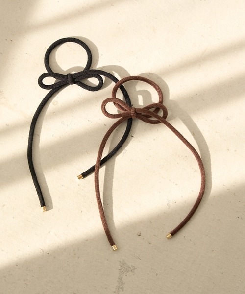MIELI INVARIANT（ミエリインヴァリアント）の「Ribbon Tube Rubber（ヘアゴム・レディース・ブラウン/ブラック・FREE）」の3枚目の写真