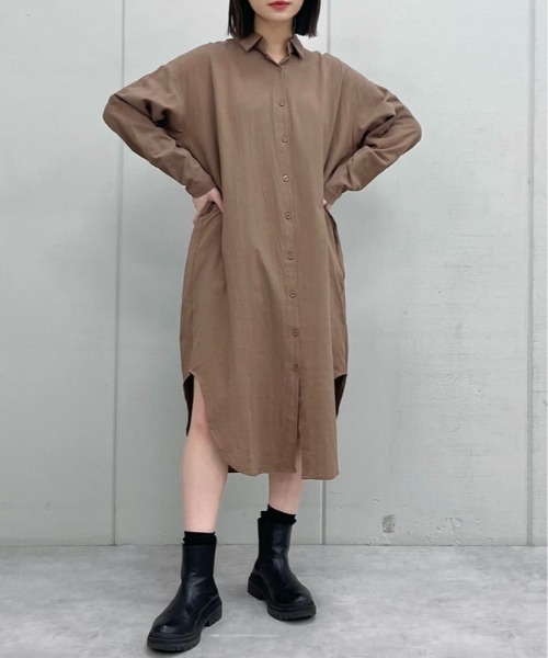 &soiree(アンドソワレ)の「【&soiree】2WAYシャツワンピース(CP)(シャツワンピース・レディース・カーキ/ブラック・FREE)」の14枚目の写真