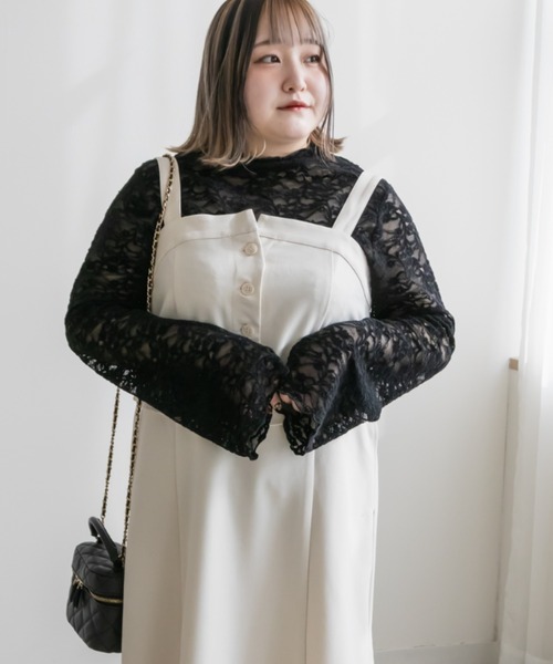 CLETTE(クレット)の「ベロアレースプルオーバー(Tシャツ/カットソー・レディース・ブラウン/アイボリー/ブラック・LL/3L/4L)」の6枚目の写真