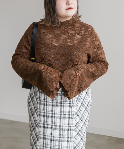 CLETTE(クレット)の「ベロアレースプルオーバー(Tシャツ/カットソー・レディース・ブラウン/アイボリー/ブラック・LL/3L/4L)」の9枚目の写真