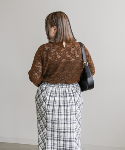 CLETTE(クレット)の「ベロアレースプルオーバー(Tシャツ/カットソー・レディース・ブラウン/アイボリー/ブラック・LL/3L/4L)」の12枚目の写真