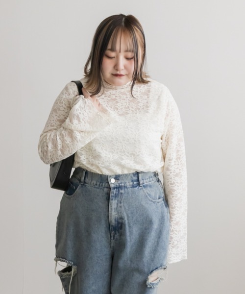 CLETTE(クレット)の「ベロアレースプルオーバー(Tシャツ/カットソー・レディース・ブラウン/アイボリー/ブラック・LL/3L/4L)」の13枚目の写真