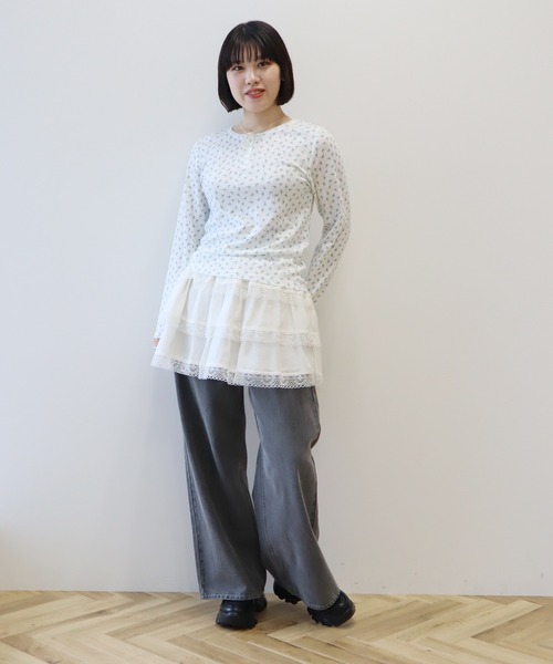 earth music&ecology(アースミュージックアンドエコロジー)の「アイレットジャカードタイトプルオーバー(Tシャツ/カットソー・レディース・グレー/ブルー/ピンク・FREE)」の9枚目の写真