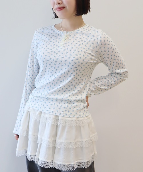 earth music&ecology(アースミュージックアンドエコロジー)の「アイレットジャカードタイトプルオーバー(Tシャツ/カットソー・レディース・グレー/ブルー/ピンク・FREE)」の8枚目の写真