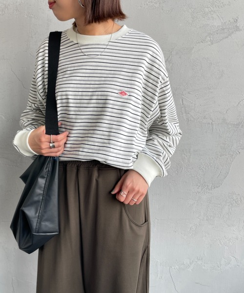 DANTON（ダントン）の「[DANTON/ダントン] ワンポイントロゴ ボーダーロンT（Tシャツ/カットソー・レディース・ホワイト/ネイビー・S/L/M）」の2枚目の写真