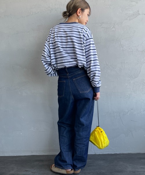 DANTON（ダントン）の「[DANTON/ダントン] ワンポイントロゴ ボーダーロンT（Tシャツ/カットソー・レディース・ホワイト/ネイビー・S/L/M）」の12枚目の写真