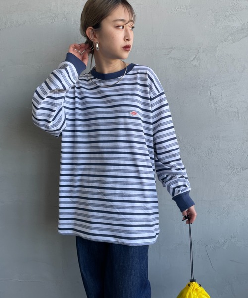 DANTON（ダントン）の「[DANTON/ダントン] ワンポイントロゴ ボーダーロンT（Tシャツ/カットソー・レディース・ホワイト/ネイビー・S/L/M）」の14枚目の写真