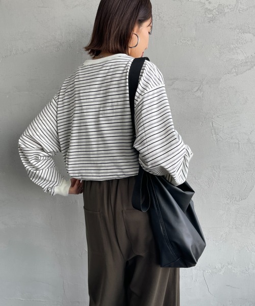 DANTON（ダントン）の「[DANTON/ダントン] ワンポイントロゴ ボーダーロンT（Tシャツ/カットソー・レディース・ホワイト/ネイビー・S/L/M）」の21枚目の写真