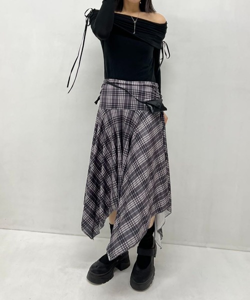 mebole(メボレ)の「アンバランスチェックスカート(スカート・レディース・グレー・FREE)」の15枚目の写真