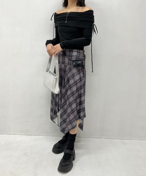 mebole(メボレ)の「アンバランスチェックスカート(スカート・レディース・グレー・FREE)」の17枚目の写真