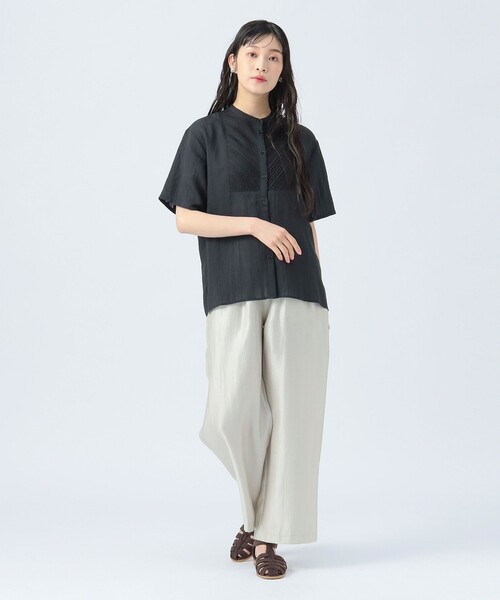 BEAMS HEART(ビームスハート)の「ストライプ柄 ピンタック シャツ(シャツ/ブラウス・レディース・オフホワイト/ブラック/イエロー/イエロー系その他2・FREE)」の5枚目の写真