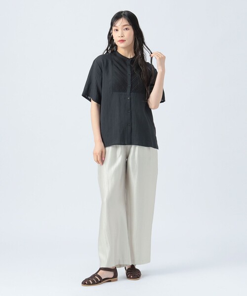 BEAMS HEART(ビームスハート)の「ストライプ柄 ピンタック シャツ(シャツ/ブラウス・レディース・オフホワイト/ブラック/イエロー/イエロー系その他2・FREE)」の6枚目の写真