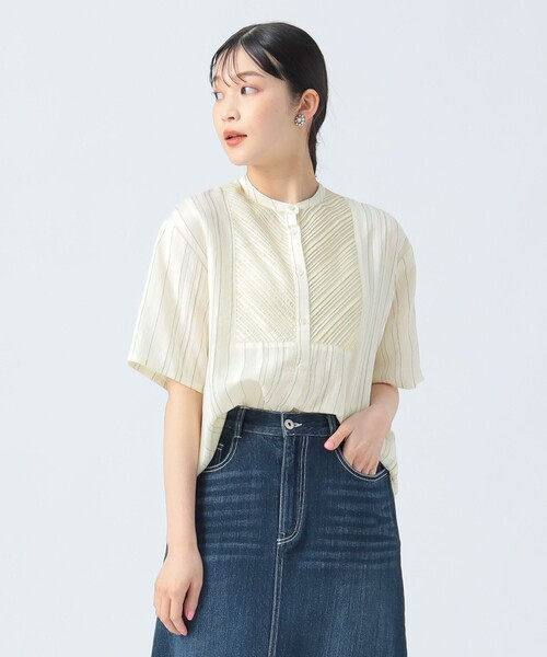BEAMS HEART(ビームスハート)の「ストライプ柄 ピンタック シャツ(シャツ/ブラウス・レディース・オフホワイト/ブラック/イエロー/イエロー系その他2・FREE)」の15枚目の写真