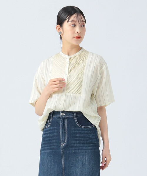 BEAMS HEART(ビームスハート)の「ストライプ柄 ピンタック シャツ(シャツ/ブラウス・レディース・オフホワイト/ブラック/イエロー/イエロー系その他2・FREE)」の16枚目の写真
