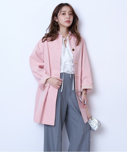 新品タグ付きJUSGLITTY(ジャスグリッティー ) ノーカラーAラインコート 新品タグ付 JUSGLITTY Aラインノーカラーコート