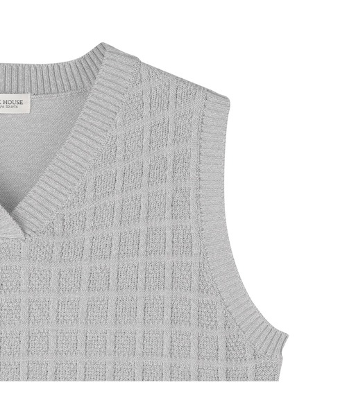 TOKYO SHIRTS（トウキョウシャツ）の「Vネック レディースニットベスト（ベスト・レディース・ライトグレー/ネイビー・LL/M/L）」の8枚目の写真