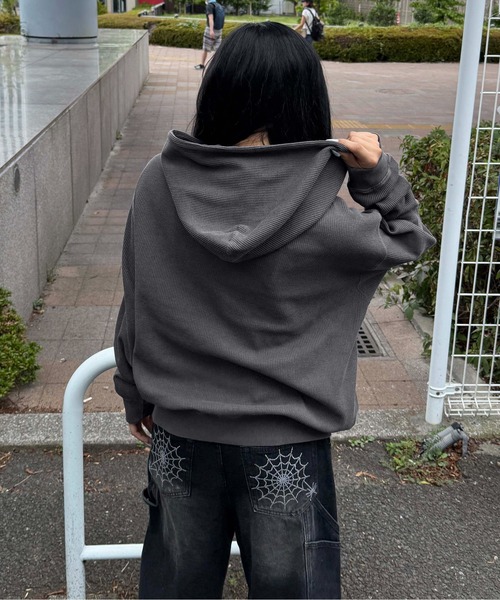 ながこ　l'appartement×KURO 別注　サーマルパーカー 柄アップリケ加工サーマルパーカー（パーカー）｜sedacle（セダクル