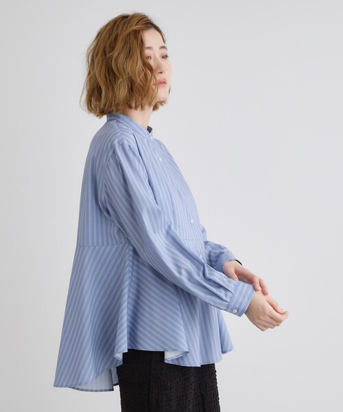 grove（グローブ）の「ペプラムスタンドネックシャツ（シャツ/ブラウス・レディース・オフホワイト/ネイビー系2/ブルー系2・01/02/03/04/05）」の9枚目の写真