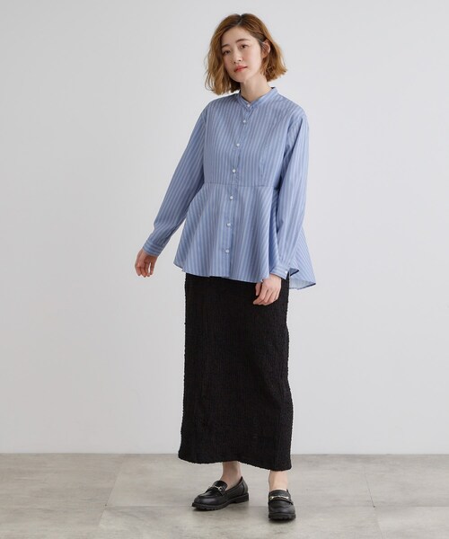 grove（グローブ）の「ペプラムスタンドネックシャツ（シャツ/ブラウス・レディース・オフホワイト/ネイビー系2/ブルー系2・01/02/03/04/05）」の10枚目の写真