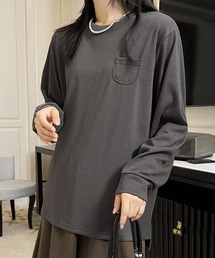 ポケット付きシンプルロングスリーブTシャツ