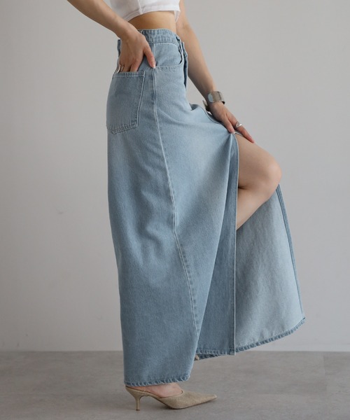 diante ロールスリットデニムスカート セール】front slit denim skirt / フロントスリットデニム