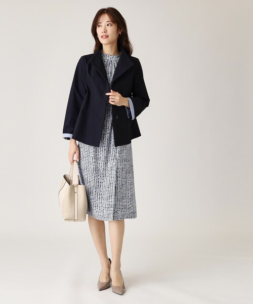 セール】【洗える／日本製】ジオメトリック柄フレアワンピース