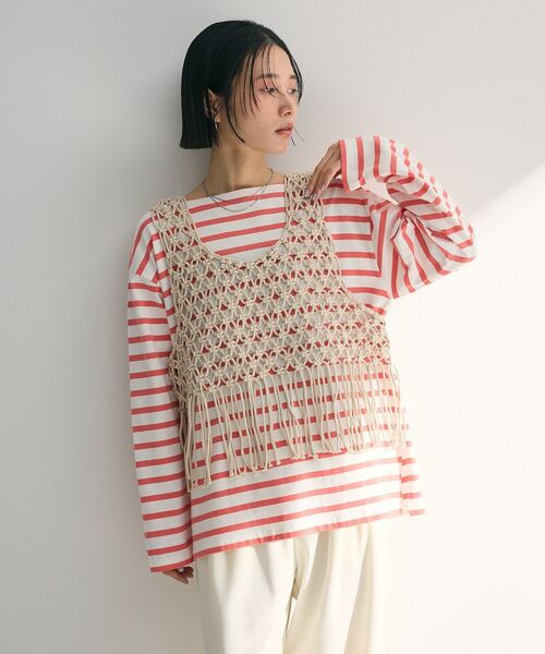 Green　Parks（グリーンパークス）の「マクラメベスト（ベスト・レディース・ホワイト系その他2/ブラック・FREE）」の8枚目の写真